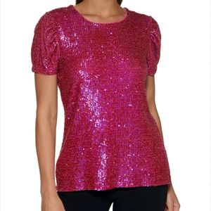 DKNY pink sequin blouse